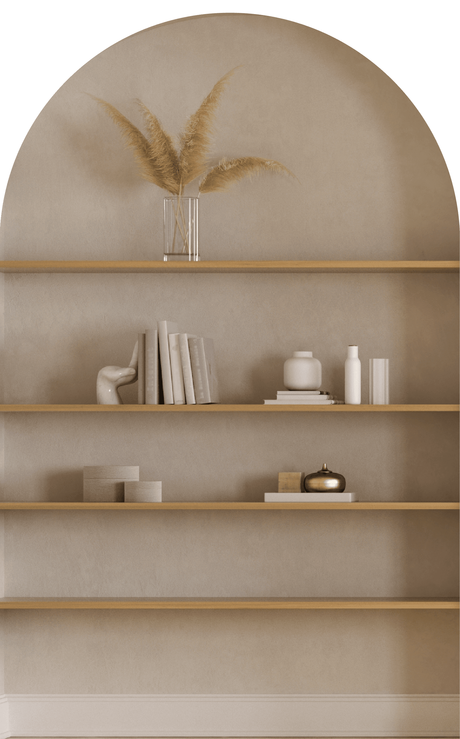 Interior shelving with decorative items
